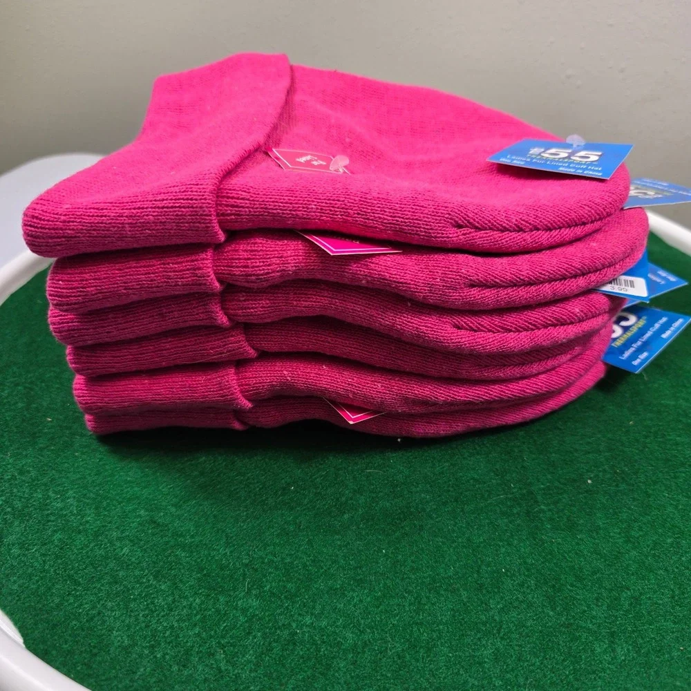 55 THERMALSPORT Fur Lined‎ Cuff Hats Ladies One Size Pink Winter Warm NWT Qty 6